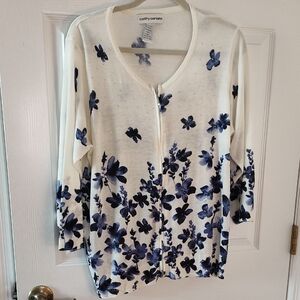 Cathy Daniels Blue Floral Zip Cardigan